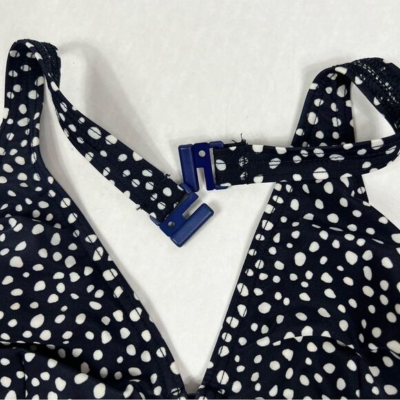 Speedo Navy White Polka Dot Halter V-Neck One Piece Swimsuit Women’s 10 - Picture 5 of 16